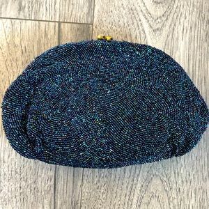 Beautiful Mid-Century Blue Beaded Bag